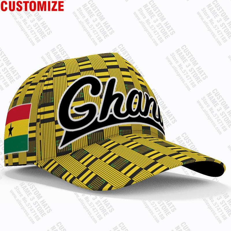 Ghana Czapka z daszkiem Darmowe na zamówienie Nazwa Drużyna Logo Meczu Gh Czapki z daszkiem Gha Kraj Podróże Republika Flaga Narodowa Ghany Nakrycie Głowy