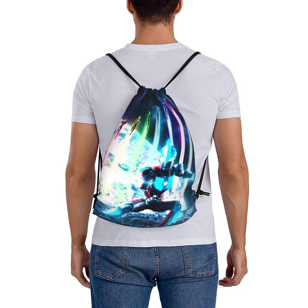 Custom Ultramans Drawstring Backpack Sports Gym Bag for Women Men Anime Shopping Sackpack