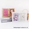 Pet Paw Print Clay and Photo Frame - Solid Wood Two-Fold Keepsake Ornament