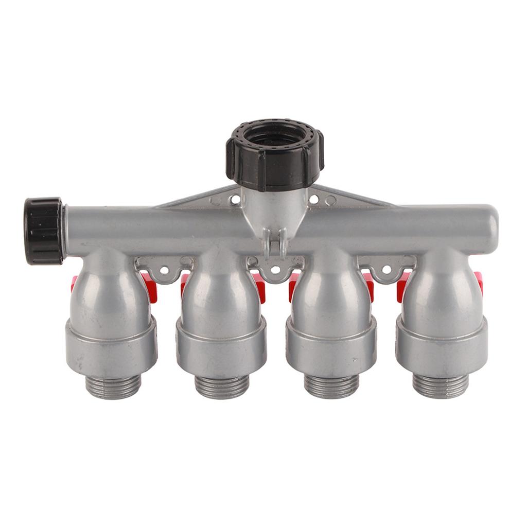 G3 4in Zinc Alloy 4 Way Water Faucet Splitter Connector Adapter Valve Garden Accessories