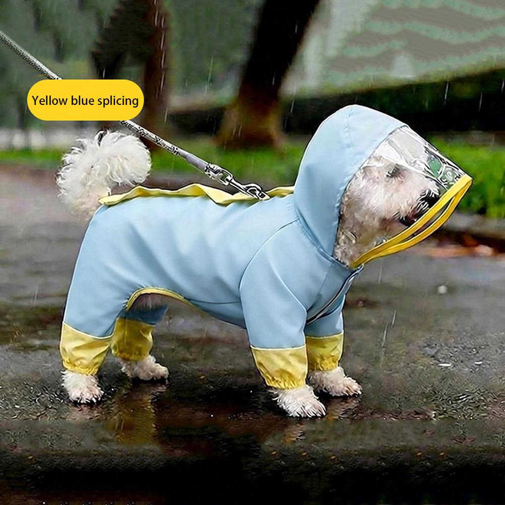 Small Dogs Waterproof Raincoat Four-Legged Rain Jacket Lightweight And Breathable Design Adjustable Straps For Outdoor Rainy Day