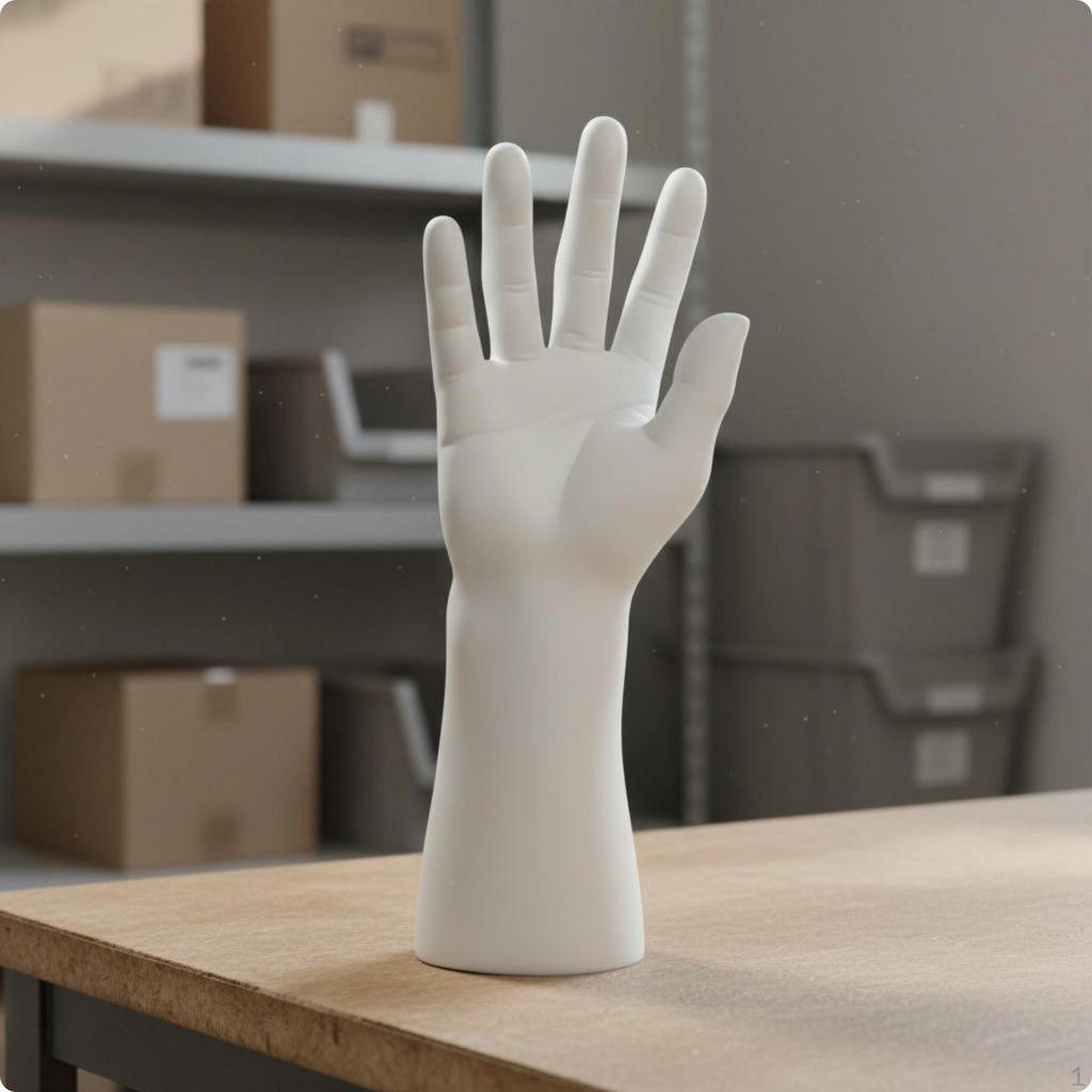 2 Pieces Male Hand Model Sturdy Fake Reusable Display Prop for Showroom White Left