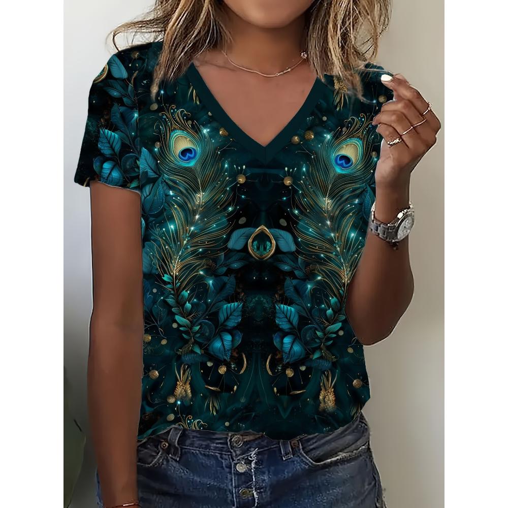 Casual V-neck Top Women's Short Sleeves Loose Comfortable T-Shirts Women’s
