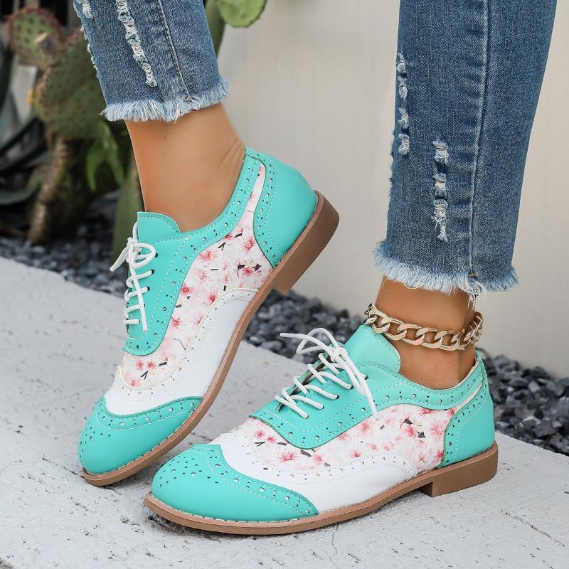 Damen Flats im Brogue-Stil in weiter Weite, Sommerliche Freizeit-Loafer, Modische atmungsaktive Schuhe für Damen