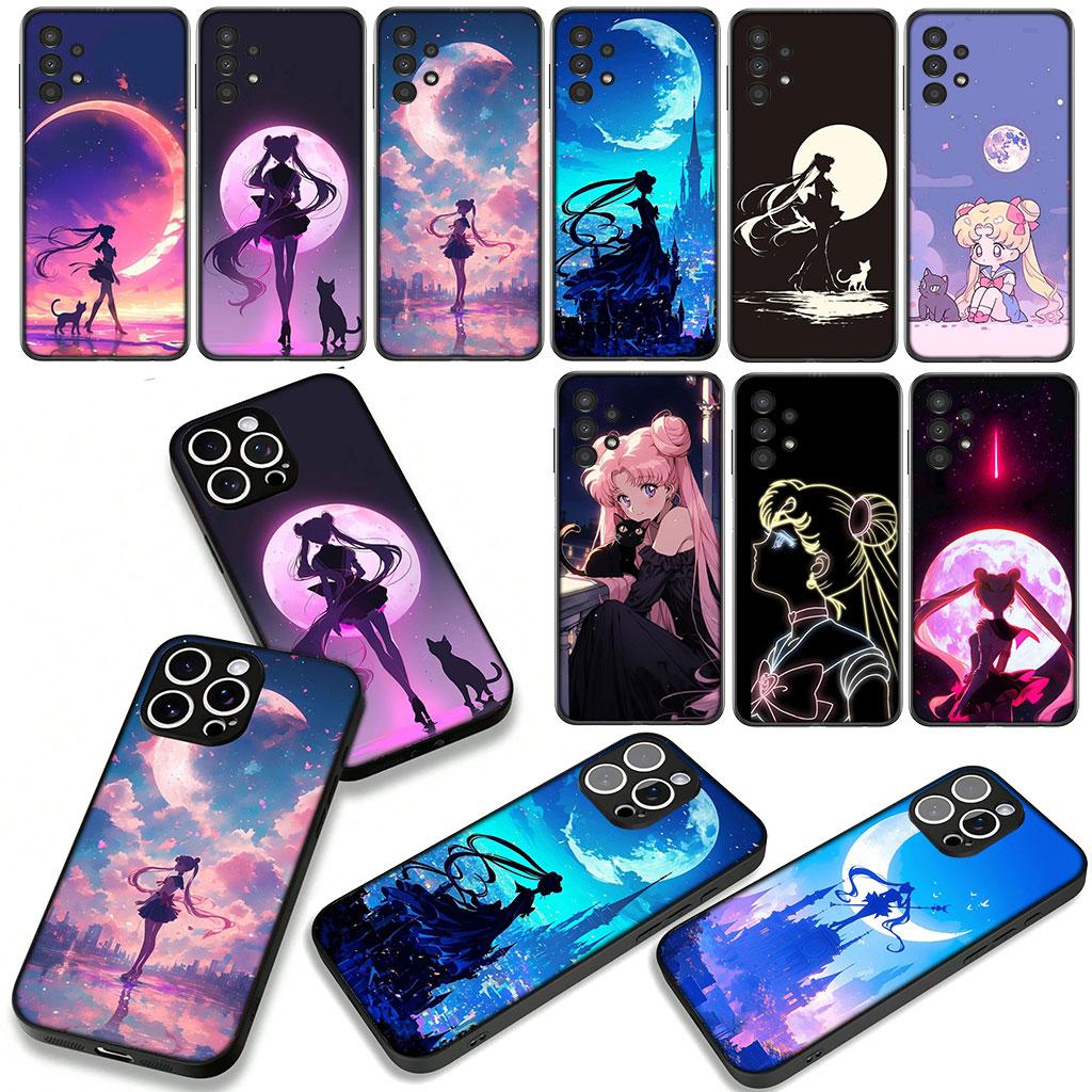 Anime S-Sailors Cartoon Moons Handyhülle für Samsung Galaxy A36 A17 A26 A07 A35 A54 A53 A13 A33 A34 S8 S9 S20 S21 FE S10 Plus