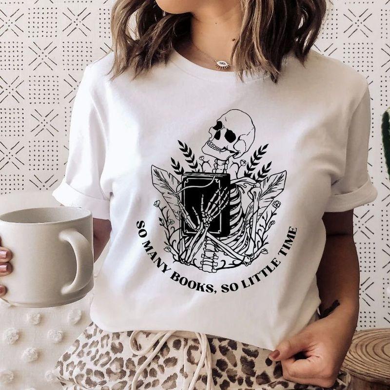 3D Book Printed Short Sleeve T-shirt 3D Book Print Round Neck Short Sleeve T-shirt