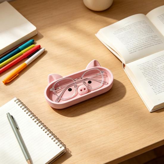 Niedliche Schweinchen Brillen Aufbewahrungsbox, 3D Gedruckter Brillenhalter, Cartoon Sonnenbrillen Displayständer für Schreibtisch, Kreativer Schlüsselaufbewahrung Kleinteile Organizer,