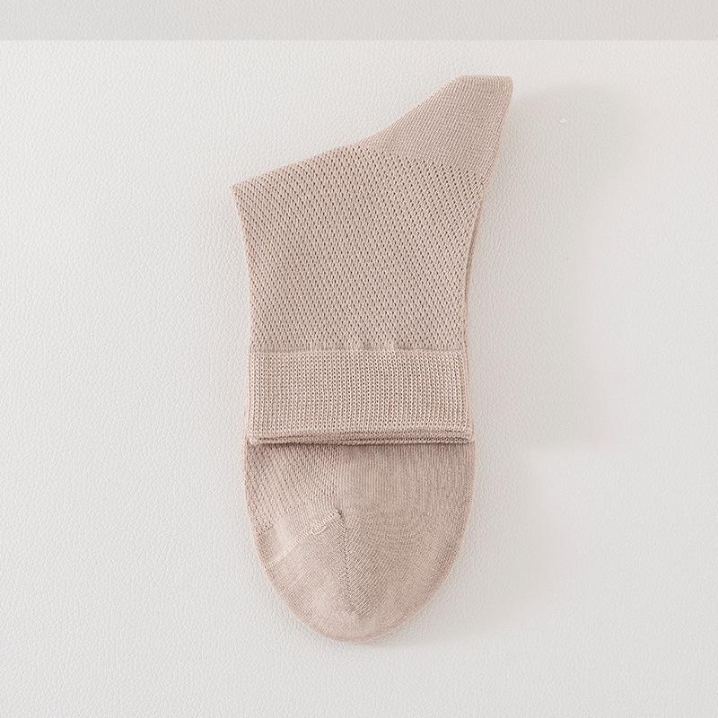 Men's Socks Mid-calf Mesh Breathable Sweat Cotton Anti-odour Mid-calf Socks Anti-pilling Solid Colour Boneless Leisure Cotton Socks
