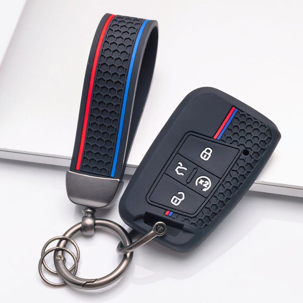 4 Button Silicone Key Fob Cover keychain for VW Golf 8 Magotan B9 Passat Tayron Lamando L, Fits VW Golf Passat, Anti-Scratch Protective Case чёрный