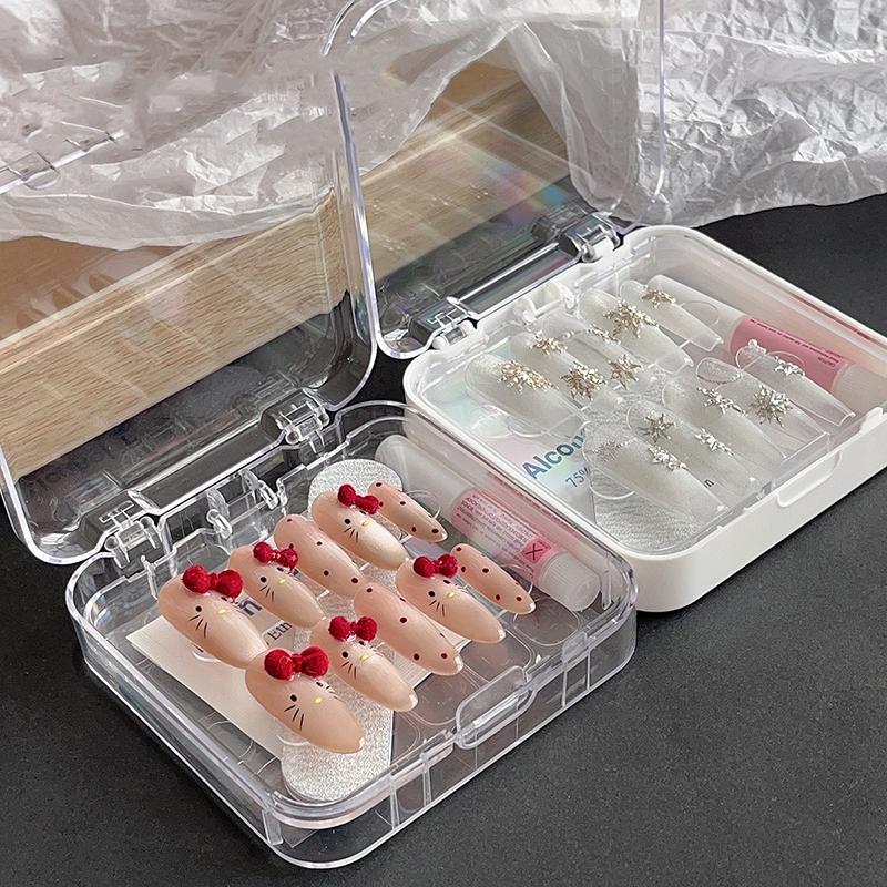 Empty Double Layer Nail Boxes For Packaging Square Shape Box  Nail Tips Press On Nail Packaging Case Small Business