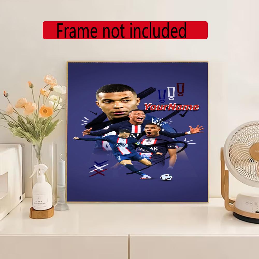Mbappe Customize Your Name Diamond Painting Round Diamond Diy Frameless Holiday Artwork Suitable For Home Office Wall Decoration