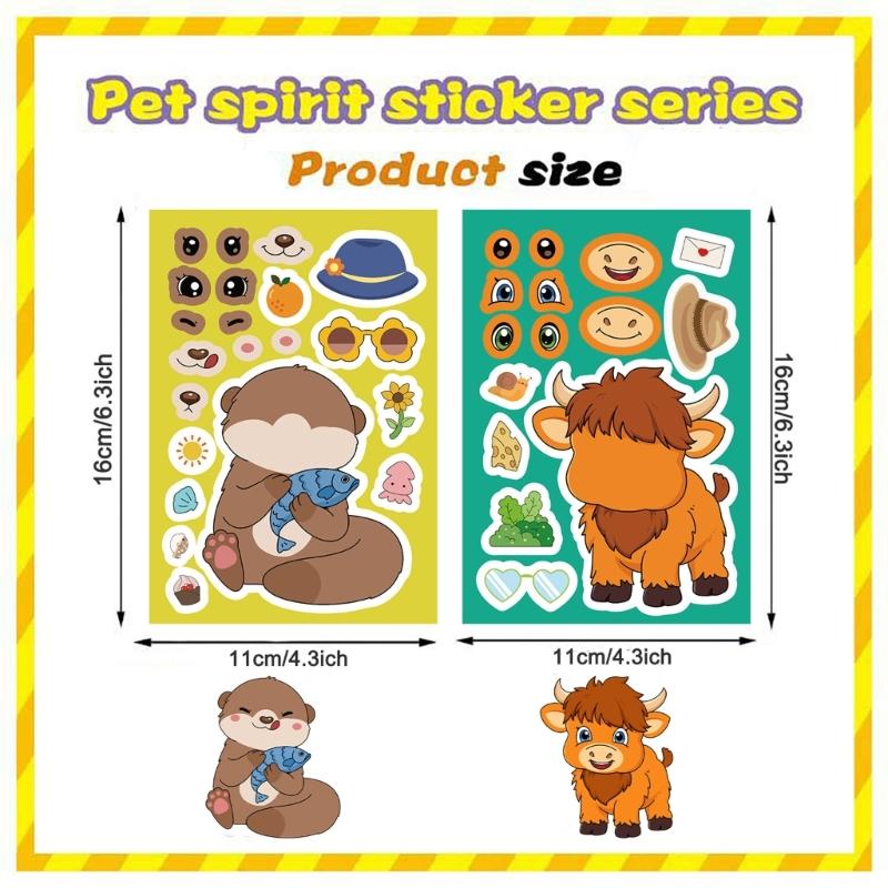 8Pcs Different Animals Theme Selfs Adhesive Vinyls Decals For Electronics Customization Waterproof Scratch Resistant