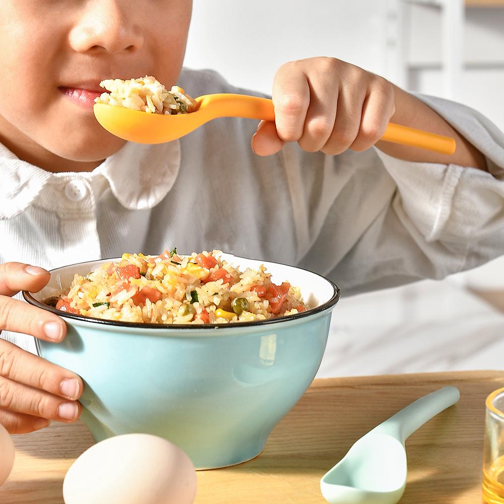 Long Handle Food-Grade Silicone Salad and Mixing Spoon for Kids