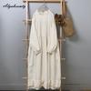 Japanese Mori Girl Spring Autumn Women Baggy Dress Ruffled Collar Cotton Oversized Dress Long Sleeve Brief Basic Ladies' Embroidery Dress