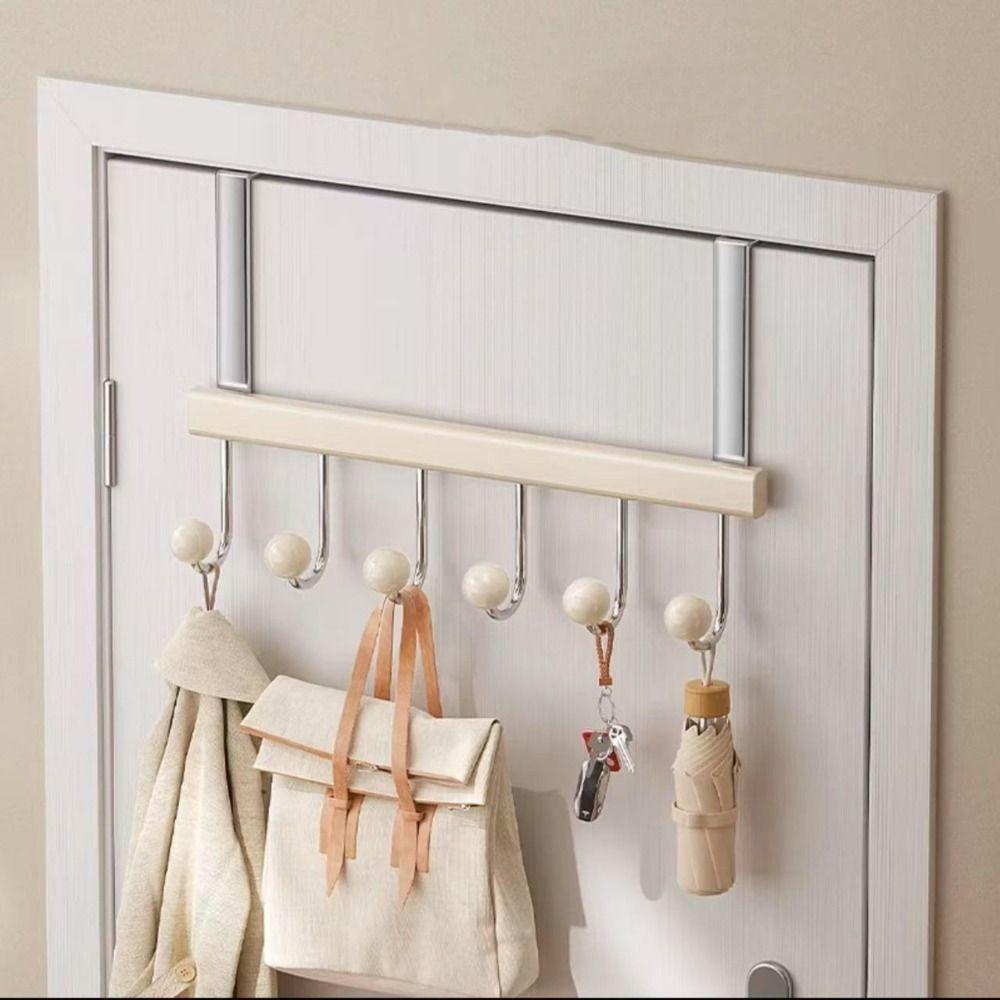 6 Hooks Over The Door Hooks Folding Punch Free Hanging Storage Rack Large Capacity Space Saving Clothes Coat Hooks for Home