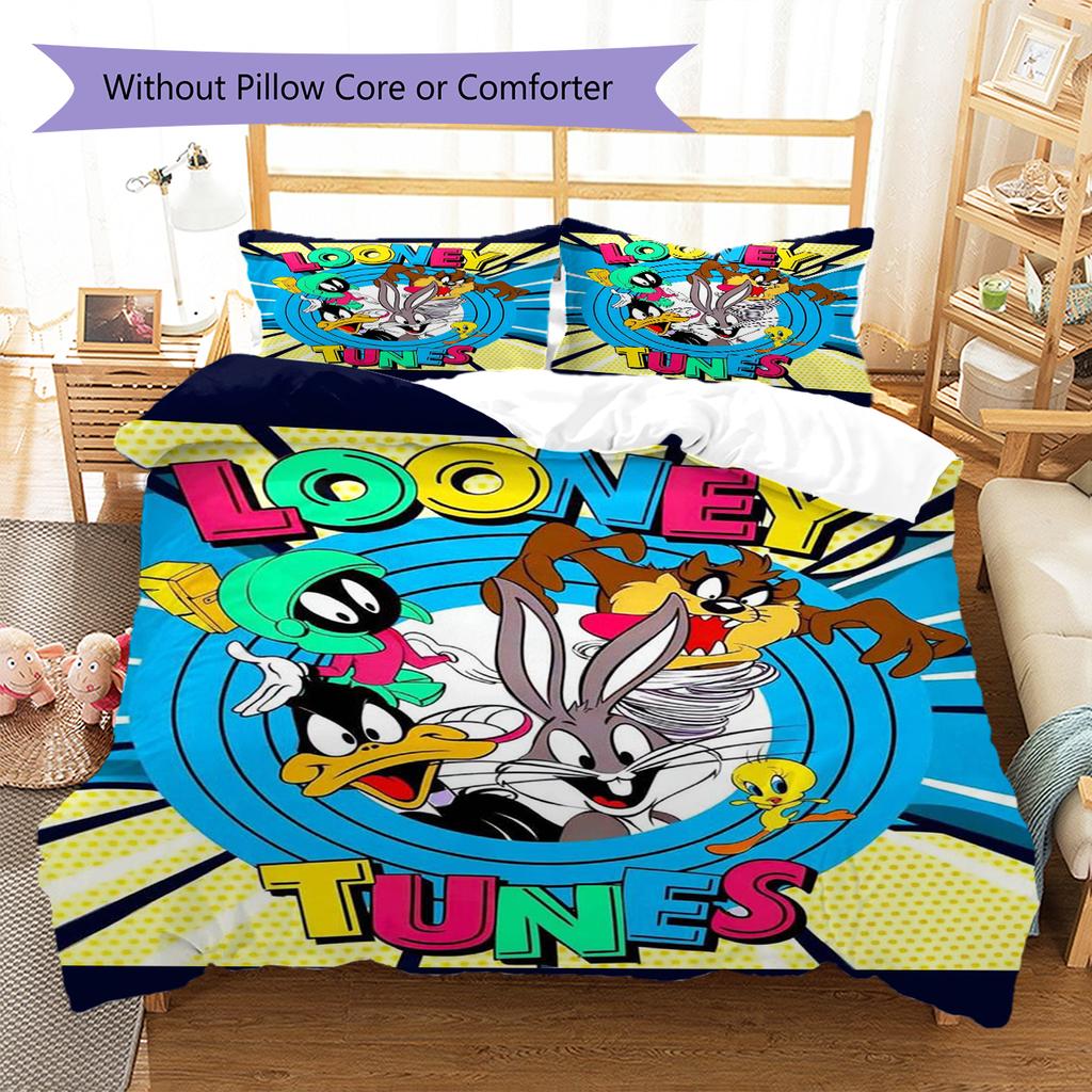 Classic Cartoon Pattern Bedding Quilt Set Quilt Cover Pillowcase Home Decoration Gift (1 * duvet cover + 2 * pillowcase, without core)