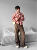 Men's 2025 Spring/Autumn Distressed Short Jacket with Padded Shoulders and Metal Zipper Design