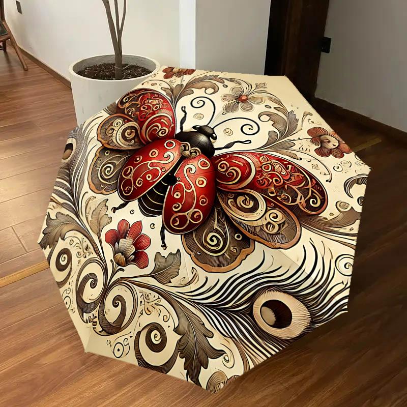 1pc Butterfly Flowers Automatic Open/Close Umbrella with Windproof, 8-Rib Sturdy Canopy, Durable Ribs, Fashionable Design1160A