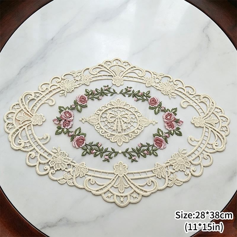 Ins Lace Table Cloth Decoration Tablecloth Embroidery Cup Pad Coaster Aesthetic Lace Cloth Tabletop Decoration Home Decor