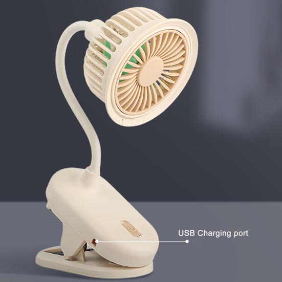 Mini Clip-on Desk Fan with Flexible Neck 360 Degree Adjustable USB Rechargeable Summer