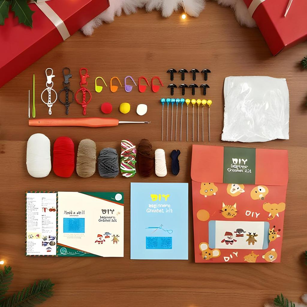 Crochet Christmas Kit DIY Knitting Set Holiday Decor Doll Knitting Kit For Adults Teens DIY Enthusiasts Beginners Craft Lovers