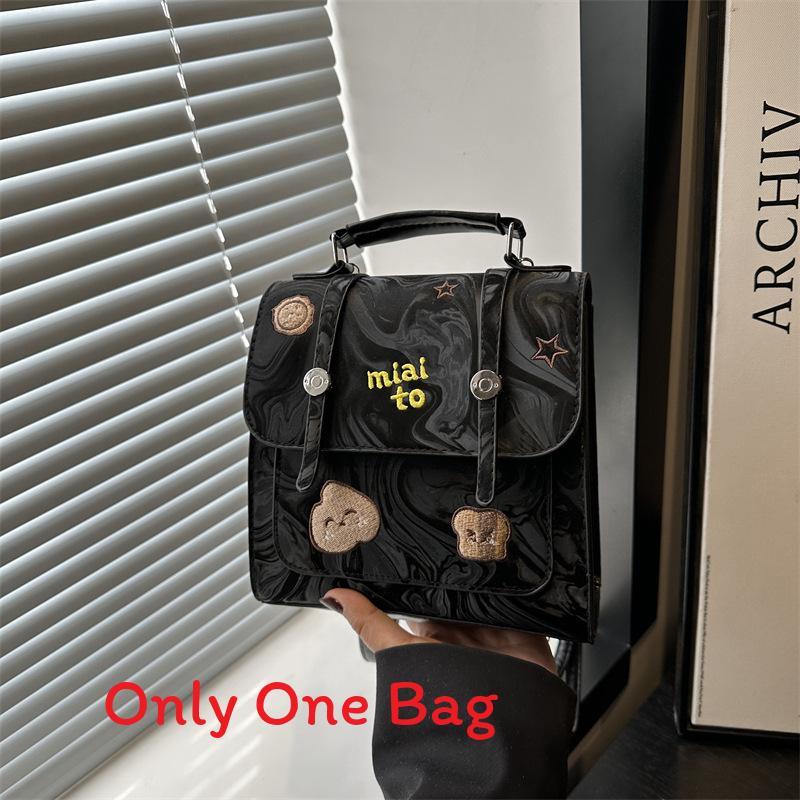 Letter Embroidery Handbag Female Vintage Tote Bag With Magnetic Closure For Daily Use