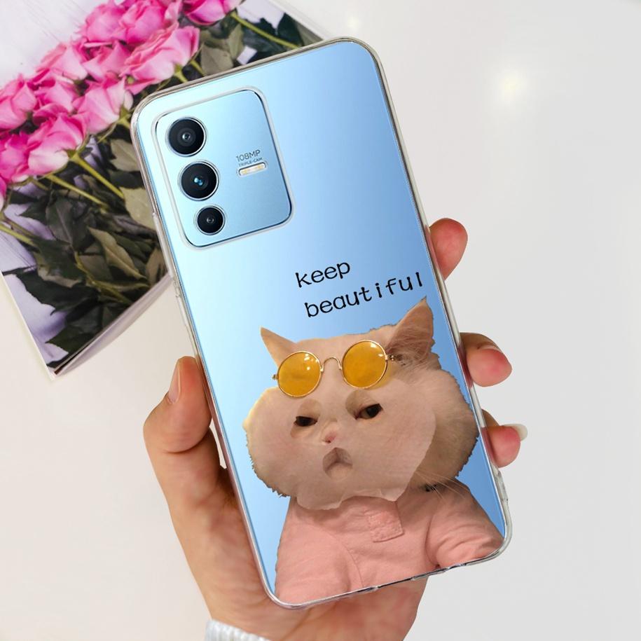 For Vivo V23 Pro V2132 Case For Vivo V23 5G V2130 V2303 Cover Fashion Flower Clear Silicone Phone Case For Vivo V23e V 23 Bumper
