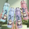 1PC Gnome Santa Christmas Cartoon Print 750ml Color Plastic Sports Water Bottle Leakproof Flip Straw Lid Suitable for Sports Office Home Use