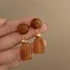 Maillard coffee color geometric earrings 2025 light luxury high-end temperament stud earrings niche retro style earrings