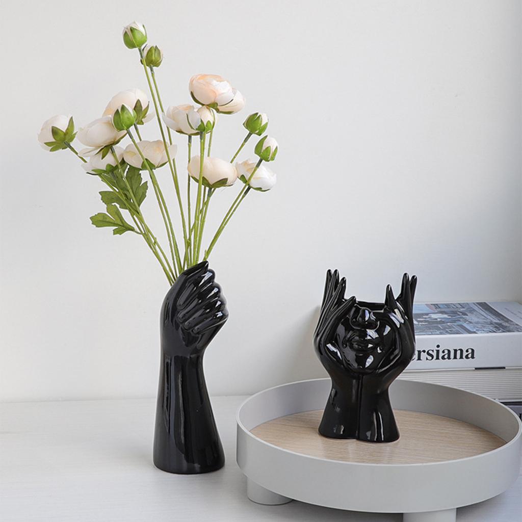 Black Ceramic Face Vase Small Nordic Human Art Decor