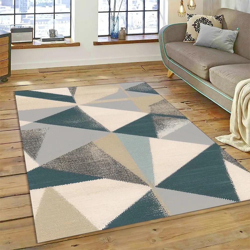 2025 New Style Bohemian Abstract Modern Art Geometry Carpet Rug for Living Room Bedroom Home Sofa Decoration,Non-slip Floor Mat