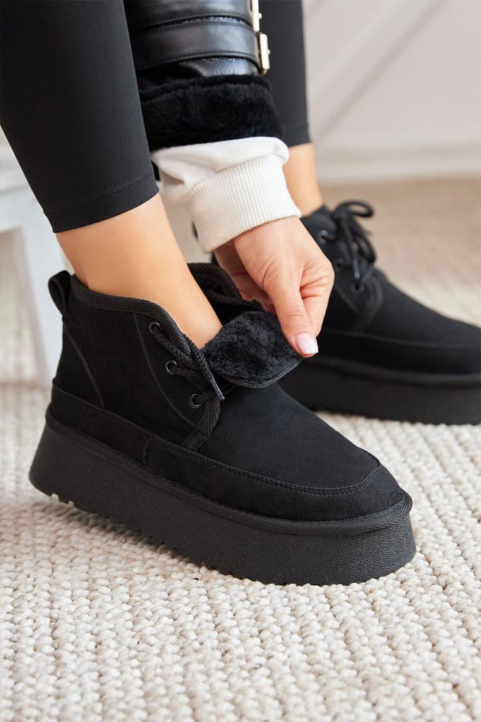 Women's Modern Stylish Fashion Heribo Tan Color Wool Lined Thick Soled Lace-Up Boots