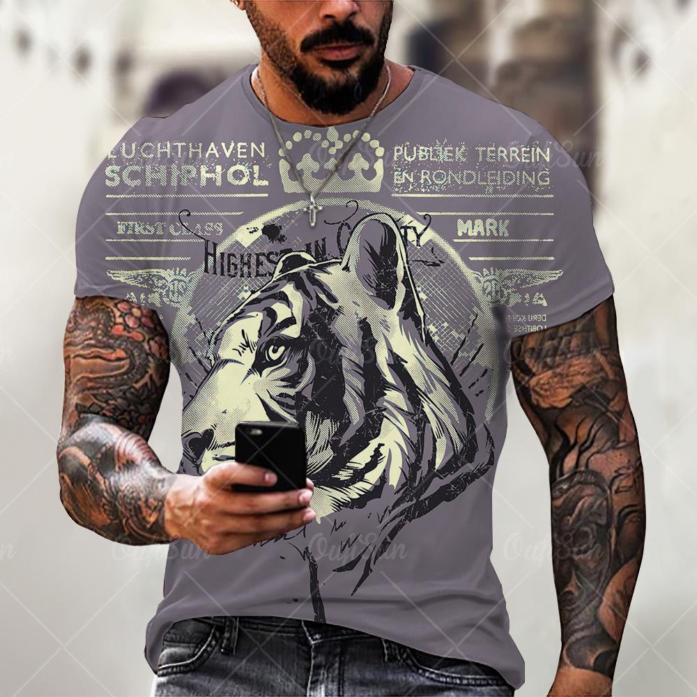 Summer Animal Lion 3D Printed Men's T-shirt Casual Short Sleeved T-shirt