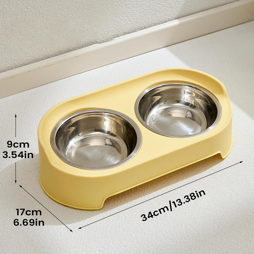 

Pet Water Bowls Stainless Steel Leak-Proof Double Feeder Tray Double Dog Food Bowls For Small Medium Large Puppy Kitten Home жёлтый