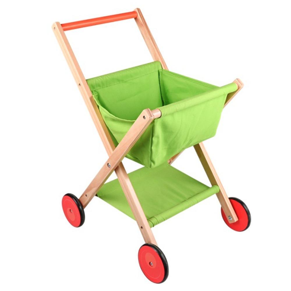 Boys and Girls Simulated Shopping Supermarket Korean Trolley Playing House Wooden Auxiliary Walker Parent-child Toy