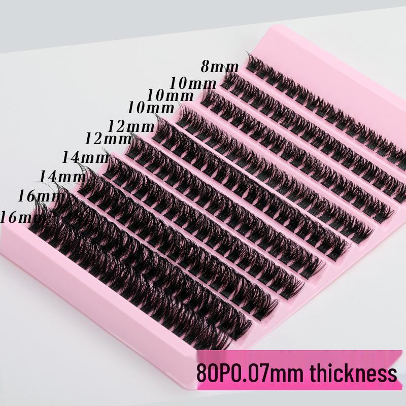 Cross-Border Fluffy False Eyelashes - 30P/50P/60P/80P, 0.07 Thickness, C Curl, Dense