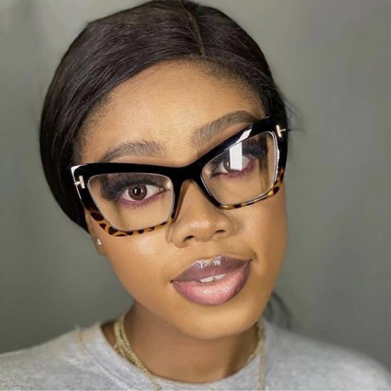 Women's Glasses T-word Cat Eye Glasses, Fashionable Large-frame Glasses