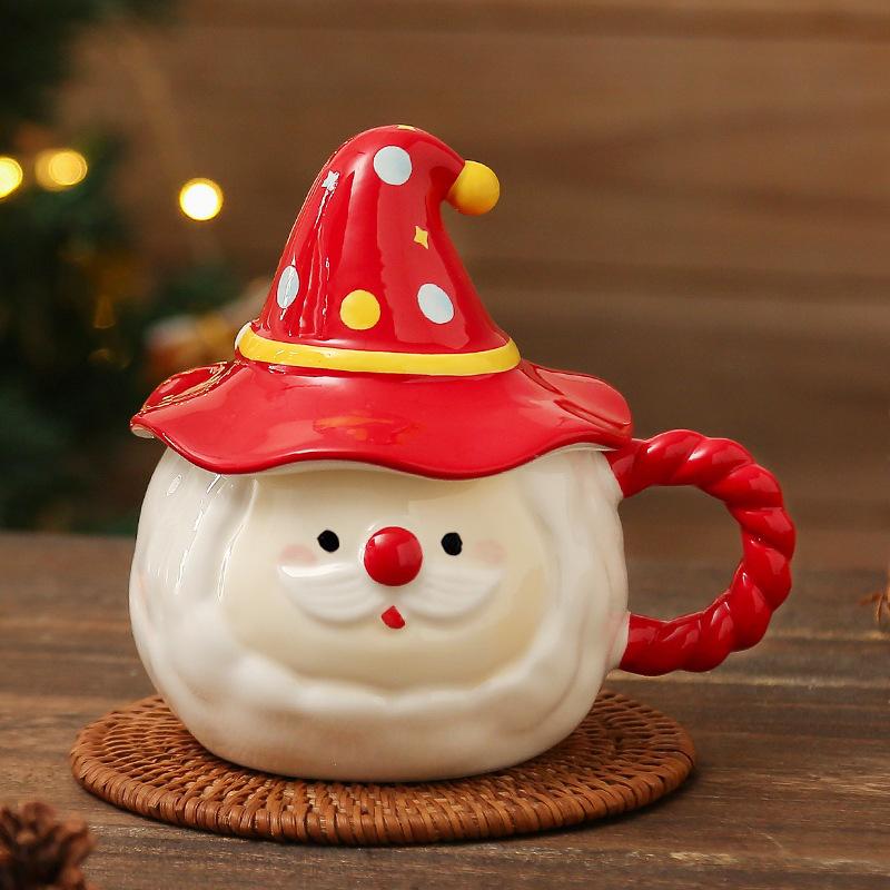 Creative magic hat, Christmas mug, high-value mug, cute water cup with lid, souvenir, girl gift ≈380ml [cup + lid]