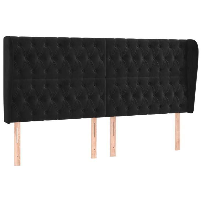 VidaXL Tête de lit avec oreilles Noir 183x23x118-128 cm Velours3118354