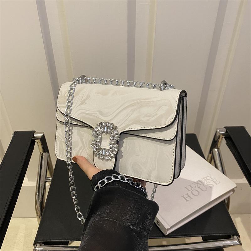 Fashionable Diamond-set Small Square Bag New Style Chinese Style Gem Handbag Women's Bag Fashionable Temperament One-shoulder Crossbody Bag
