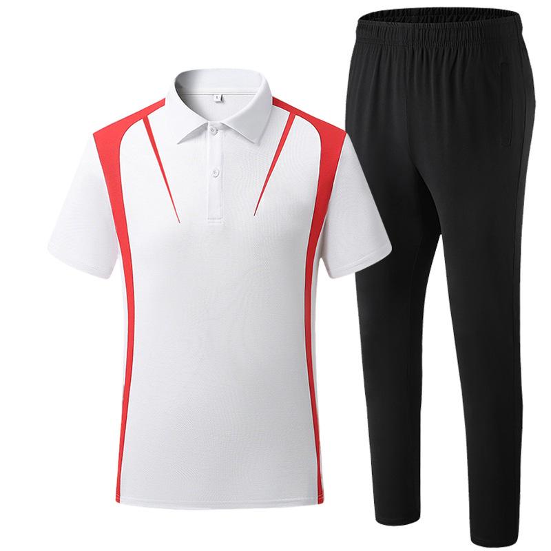Summer Short Sleeve Sports Set for Men & Women: Polo Shirt & Running Uniform