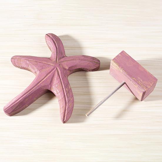 Figura de Madera Hecha a Mano Estilo Náutico de Playa Estrella de Mar/Caracola/Caballito de Mar Estatua de Mesa sobre Soporte para Hogar Casa del Lago Decoración Costera del Océano