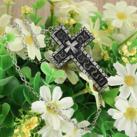 2/4Pcs Silver Color Necklace Handcrafted Symbolic Design Cross Pendant Necklace Multi-Purpose Fashion Jewelry Gift
