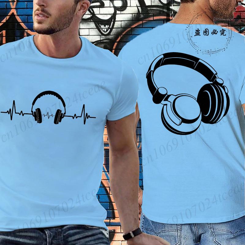 Music Dj Fashion T Shirt Men Women Headphone Music Lover  Print Tshirt Short Sleeve Round Neck Men Casual Summer Fashion T-shirt