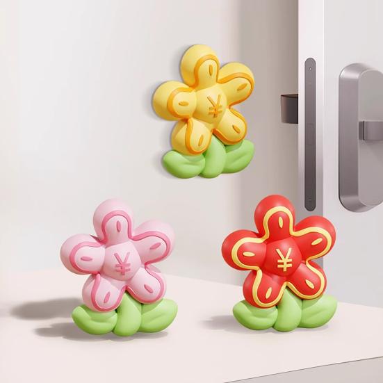 Door Stopper Wall Protector Door Handle Wall Guard Cute Flower Door Shock Absorption Stopper with Adhesive for Doors Protects Wall Surface