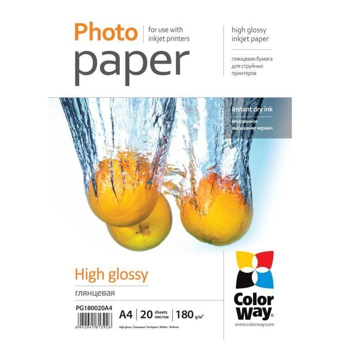 Colorway PG180020A4, 180 g-m², A4, 20 feuilles, Gloss, 5 - 25 °C