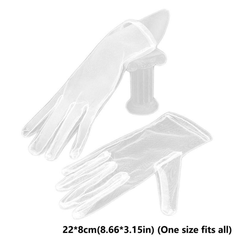Mesh Bridal Gloves Solid Color Lace Hand Covers Fashion Stage Performance Gloves For Women