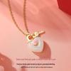 Romantic Heart Enamel Clavicle Necklace in Natural Hetian Jade & S925 Silver