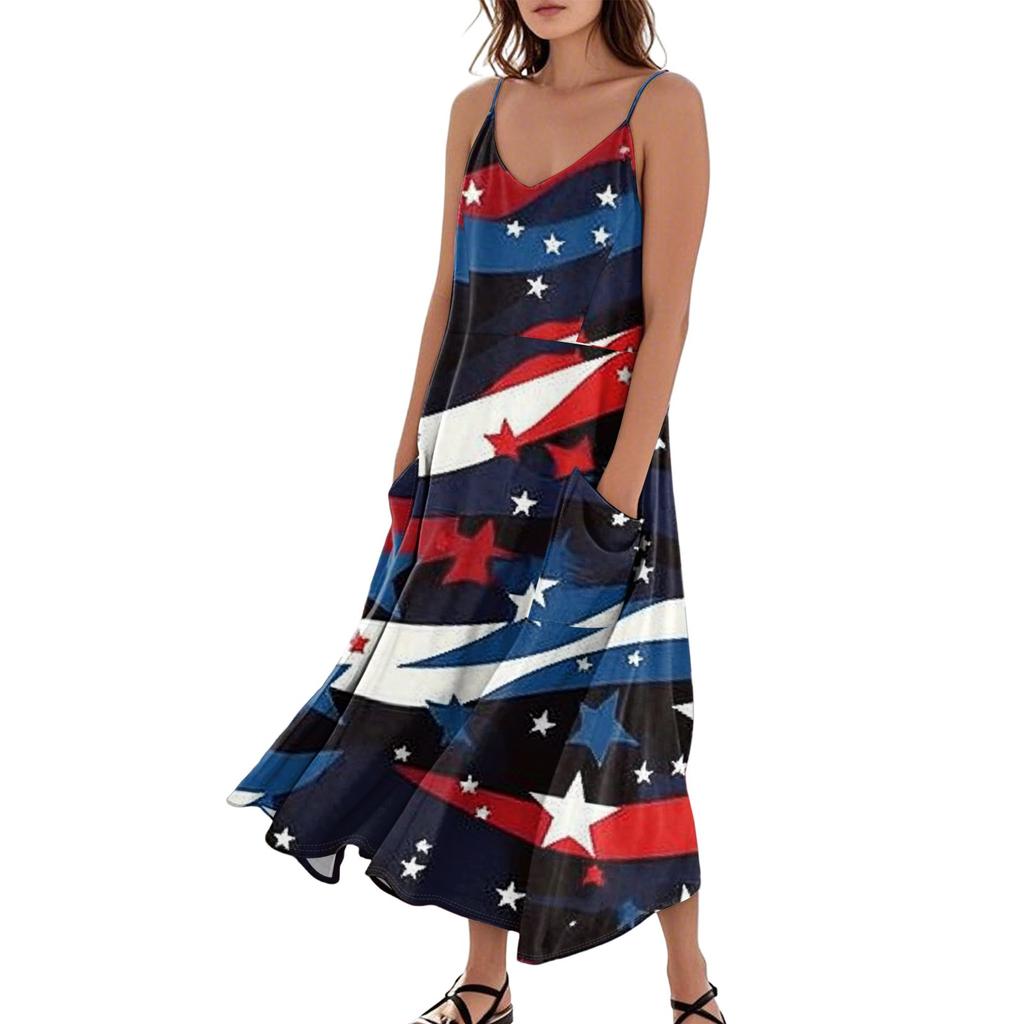 Women's Summer Dress Casual Loose Print Long Beach Vacation Dresses