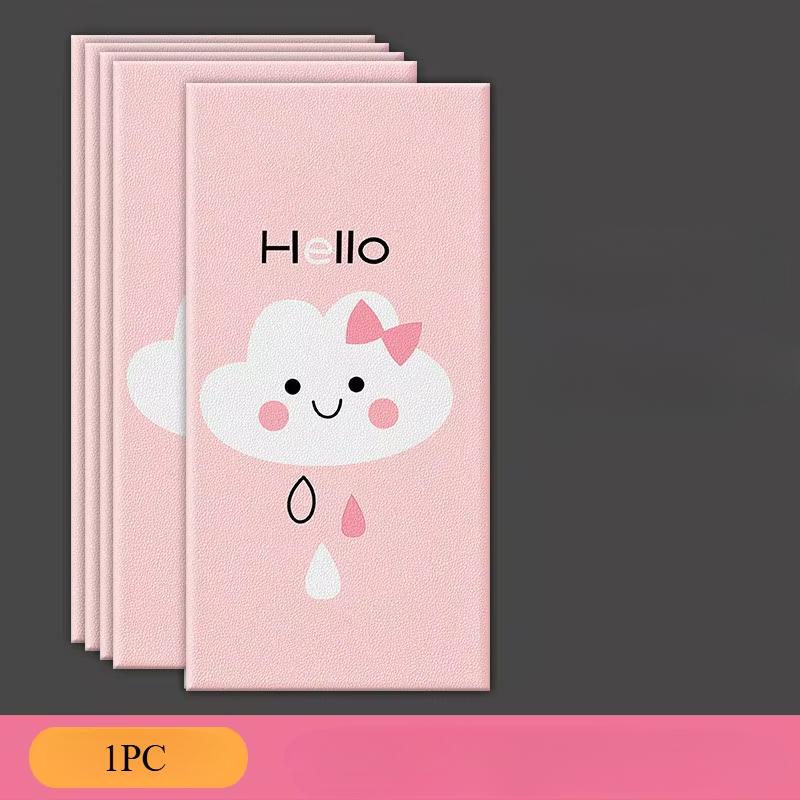 

1 шт. 3D розовые мультяшные стеновые панели самоклеящиеся водонепроницаемые стеновые панели для защиты детской комнаты наклейки на стену 1PC